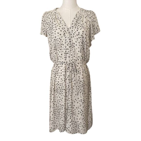 H&M Black and White Sheer Lined Dress Size 12 Button Down Front Tie - Picture 1 of 16